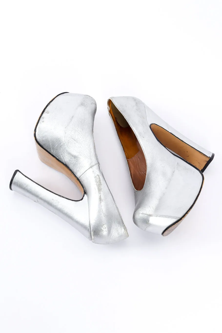 1993 F/W Metallic Silver Elevated Court Shoes