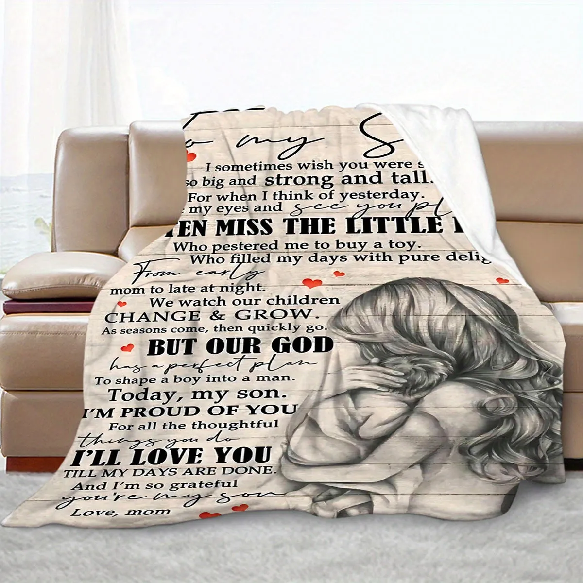 1pc Cozy Envelope Printed Flannel Blanket - Soft Bed Blankets for Warmth and Comfort - Perfect for Son, Couch, Bed, Sofa, Camping, and Travel, Great Gift Idea