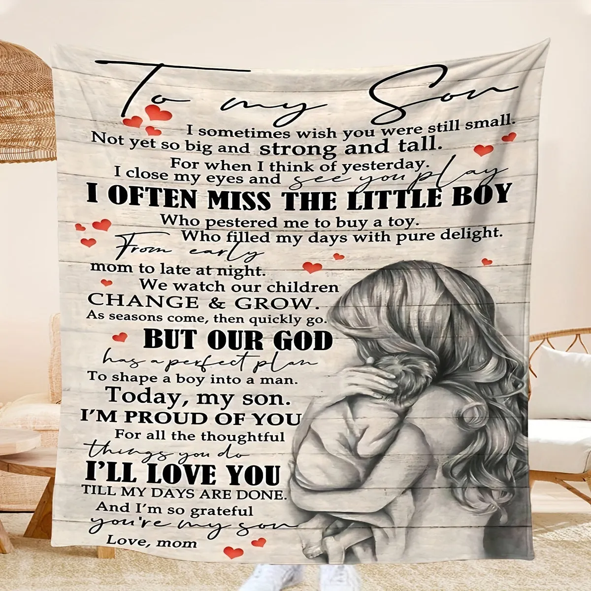 1pc Cozy Envelope Printed Flannel Blanket - Soft Bed Blankets for Warmth and Comfort - Perfect for Son, Couch, Bed, Sofa, Camping, and Travel, Great Gift Idea