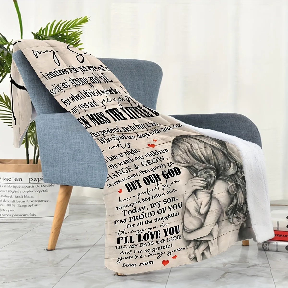 1pc Cozy Envelope Printed Flannel Blanket - Soft Bed Blankets for Warmth and Comfort - Perfect for Son, Couch, Bed, Sofa, Camping, and Travel, Great Gift Idea