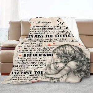 1pc Cozy Envelope Printed Flannel Blanket - Soft Bed Blankets for Warmth and Comfort - Perfect for Son, Couch, Bed, Sofa, Camping, and Travel, Great Gift Idea