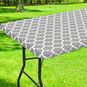1pc Durable Waterproof Vinyl Tablecloth - Seamless Elastic Edges, Fade-Resistant, Flannel Backed - Easy Clean, Perfect for Indoor & Outdoor Dining, Picnics, Parties - Rectangle