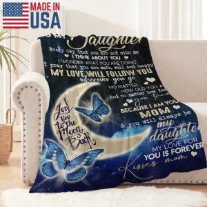 1pc Letter Throw Blanket, To My daughter From Mom Gift Blanket, Soft Flannel Cozy Blankets, Lightweight Fuzzy Print Blanket For Couch Sofa Bed Office Travel Camping Chair, Warm Plush Blankets For All