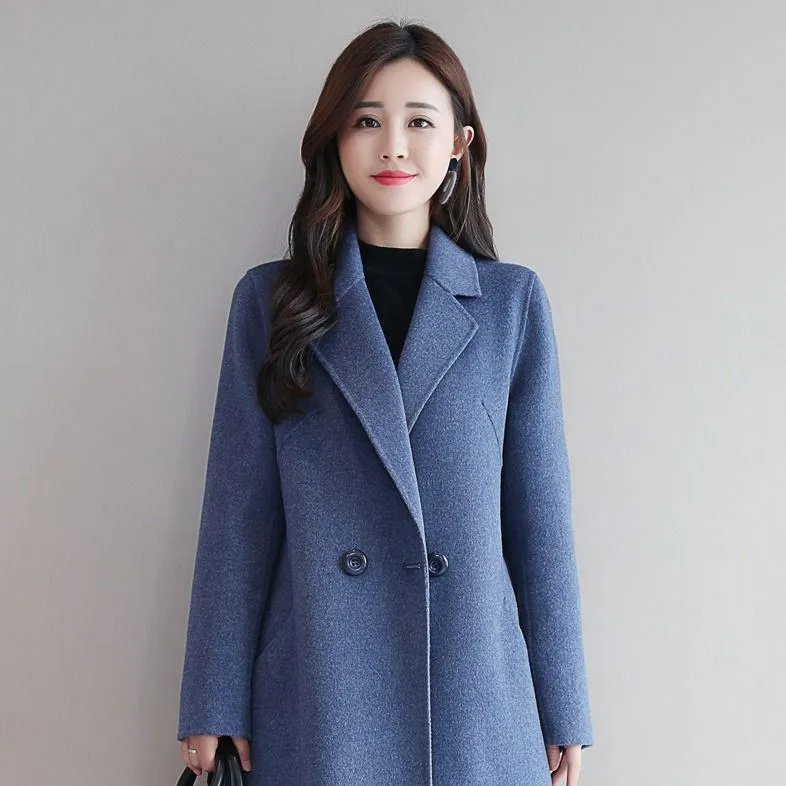 2019 Women Coat Outerwear Winter Clothing Fashion Warm Woolen Blends Female Elegant Woolen Coat