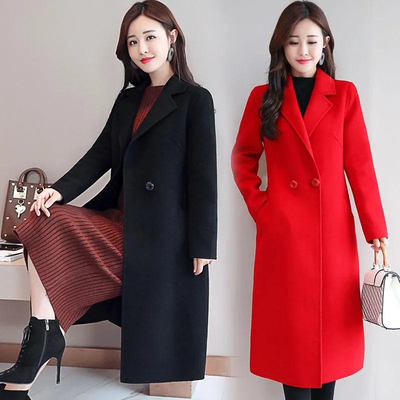 2019 Women Coat Outerwear Winter Clothing Fashion Warm Woolen Blends Female Elegant Woolen Coat