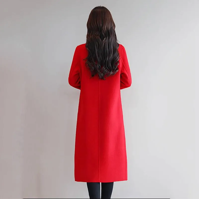 2019 Women Coat Outerwear Winter Clothing Fashion Warm Woolen Blends Female Elegant Woolen Coat
