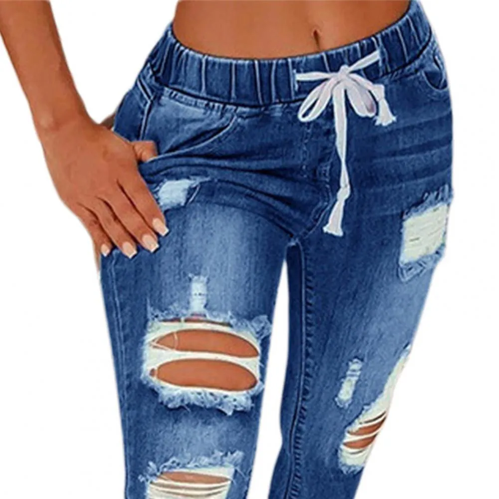 4XL Women Jeans Ripped Vintage Woman's Distressed Jeans Streetwear Hip Hop High Waist Pants Skinny Denim Trousers джинсы женские