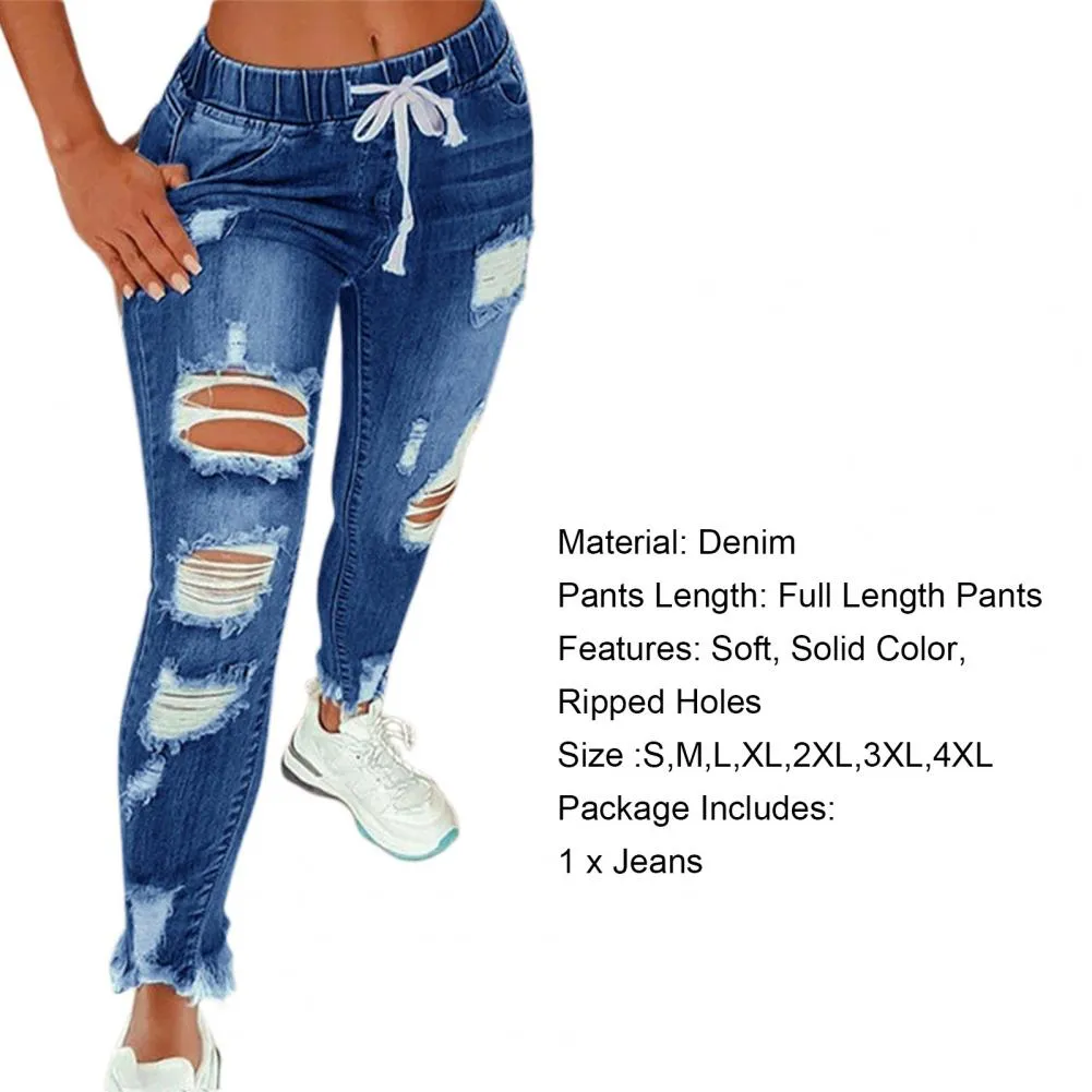 4XL Women Jeans Ripped Vintage Woman's Distressed Jeans Streetwear Hip Hop High Waist Pants Skinny Denim Trousers джинсы женские