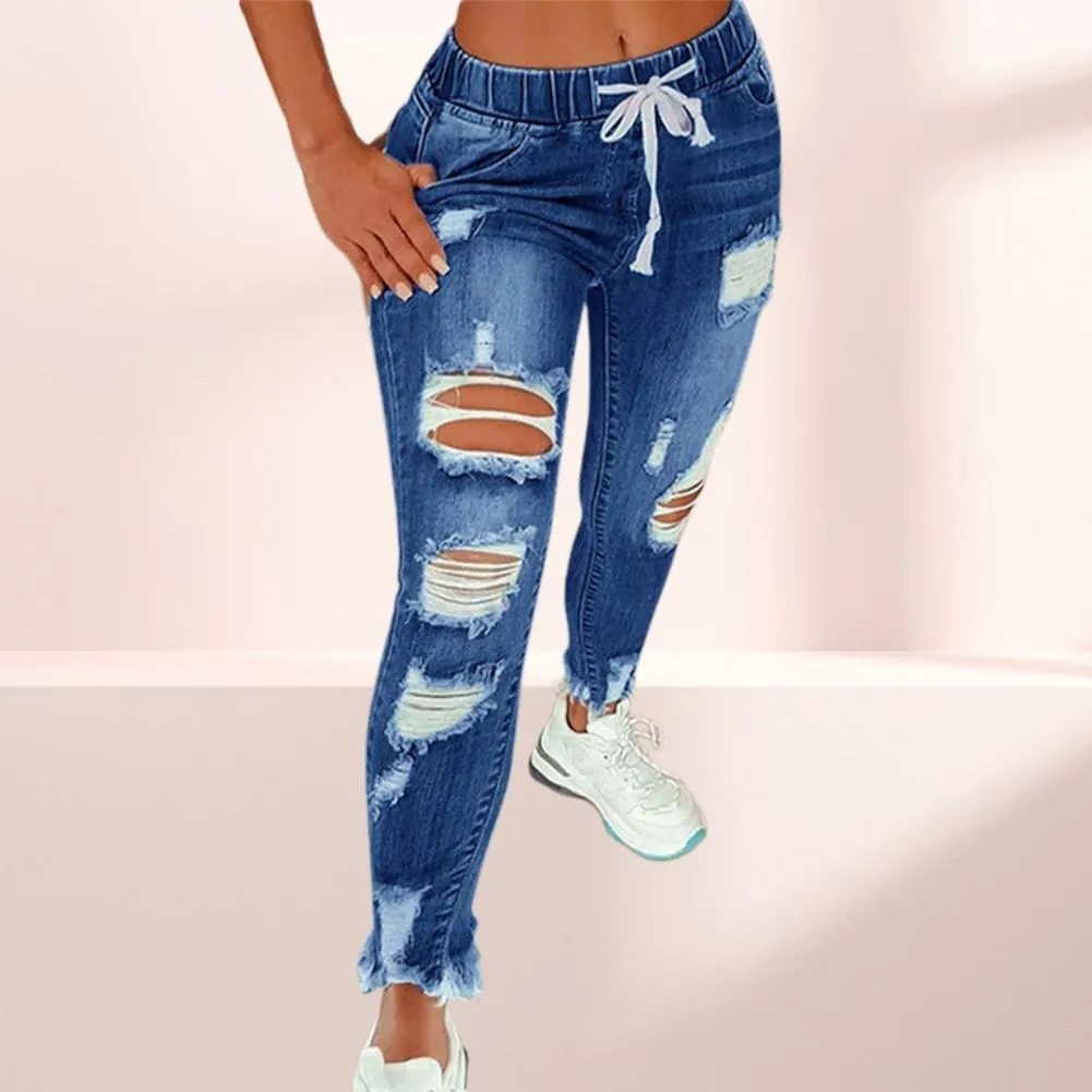 4XL Women Jeans Ripped Vintage Woman's Distressed Jeans Streetwear Hip Hop High Waist Pants Skinny Denim Trousers джинсы женские