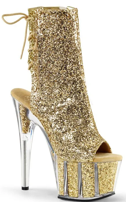 7" Heel Glitter Open Toe  Ankle Boot (ADORE-1018G)