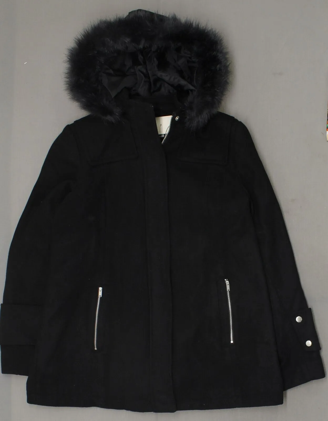 A New Day Women's Wool Duffel Coat with Removable Fur Trim Hood