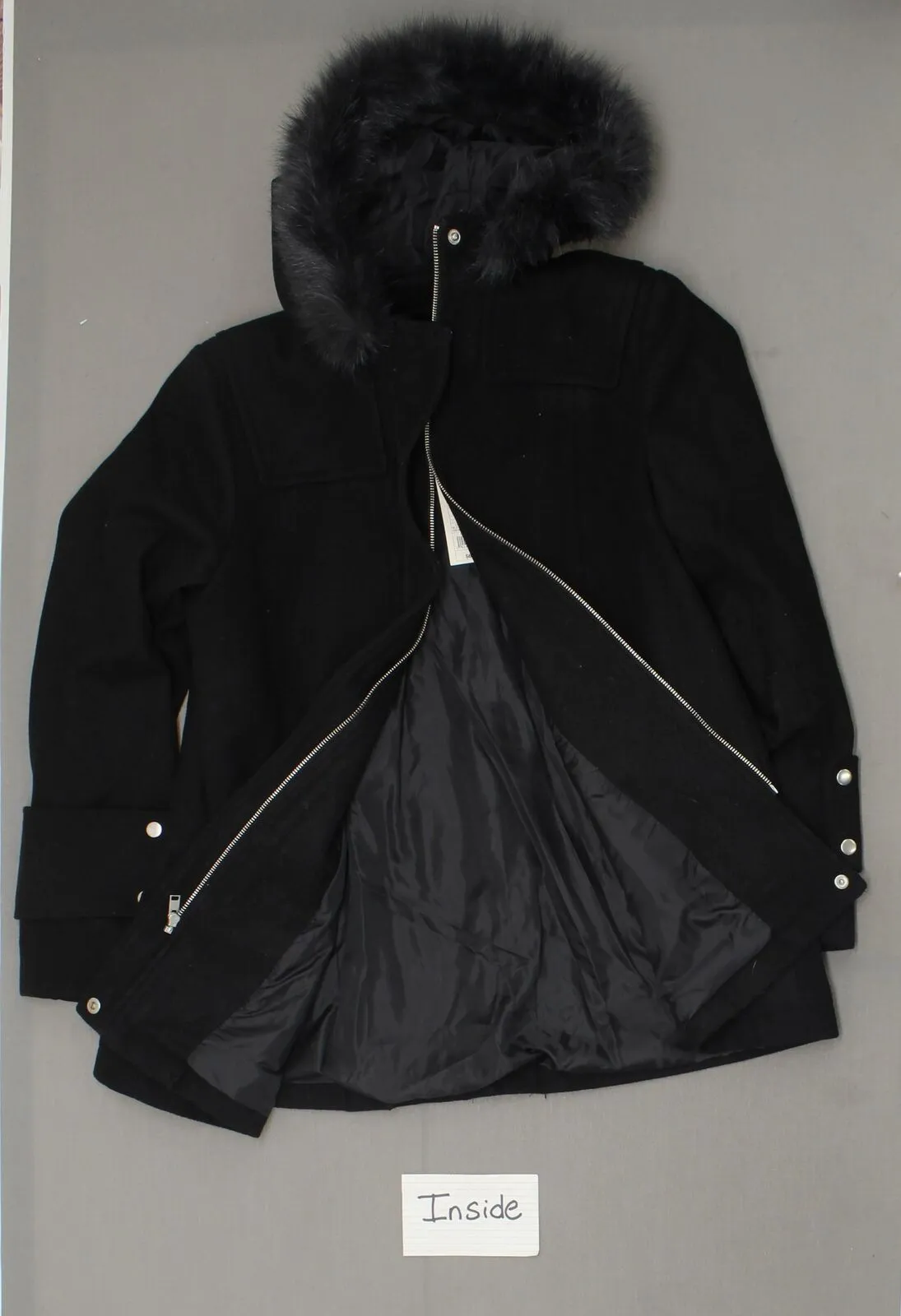 A New Day Women's Wool Duffel Coat with Removable Fur Trim Hood