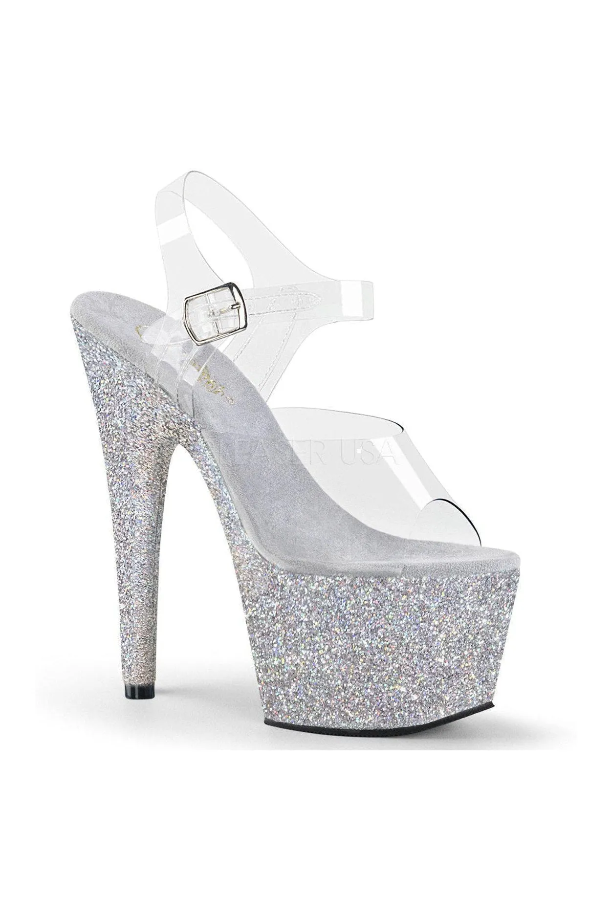 ADORE-708HMG Platform Sandals | Clear Vinyl