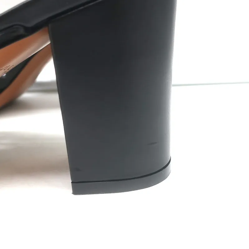 Alaia Laser Cut Leather Mules Black Size 39 Open Toe Heels
