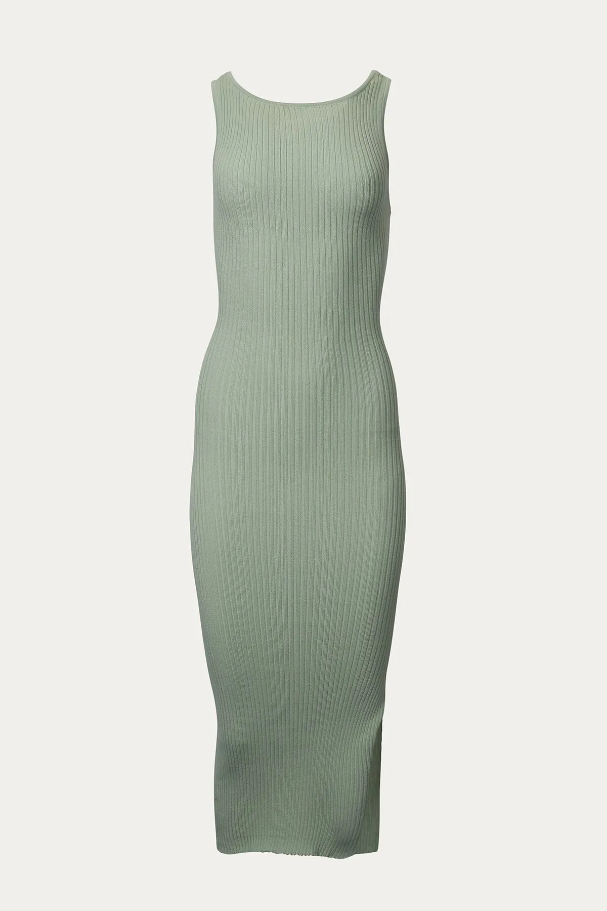 AMARYLLIS OPEN-BACK RIBBED KNIT MIDI DRESS