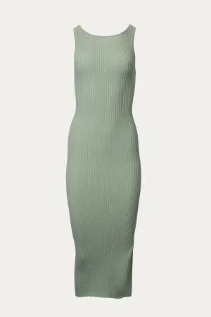 AMARYLLIS OPEN-BACK RIBBED KNIT MIDI DRESS