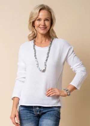 Angerona Linen Blend Top in White
