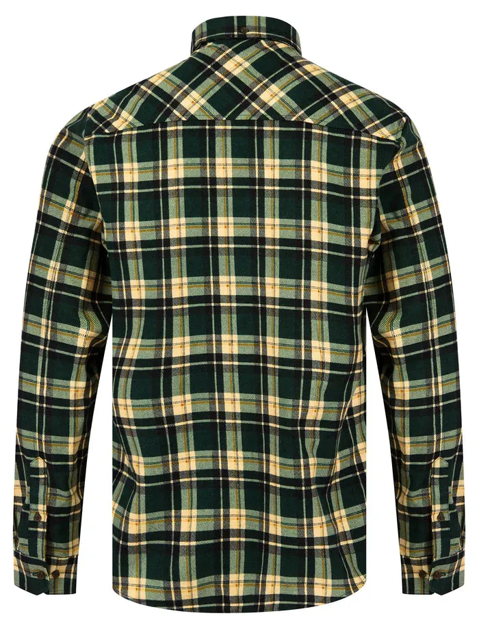 Apak Checked Cotton Flannel Shirt Scarab Green