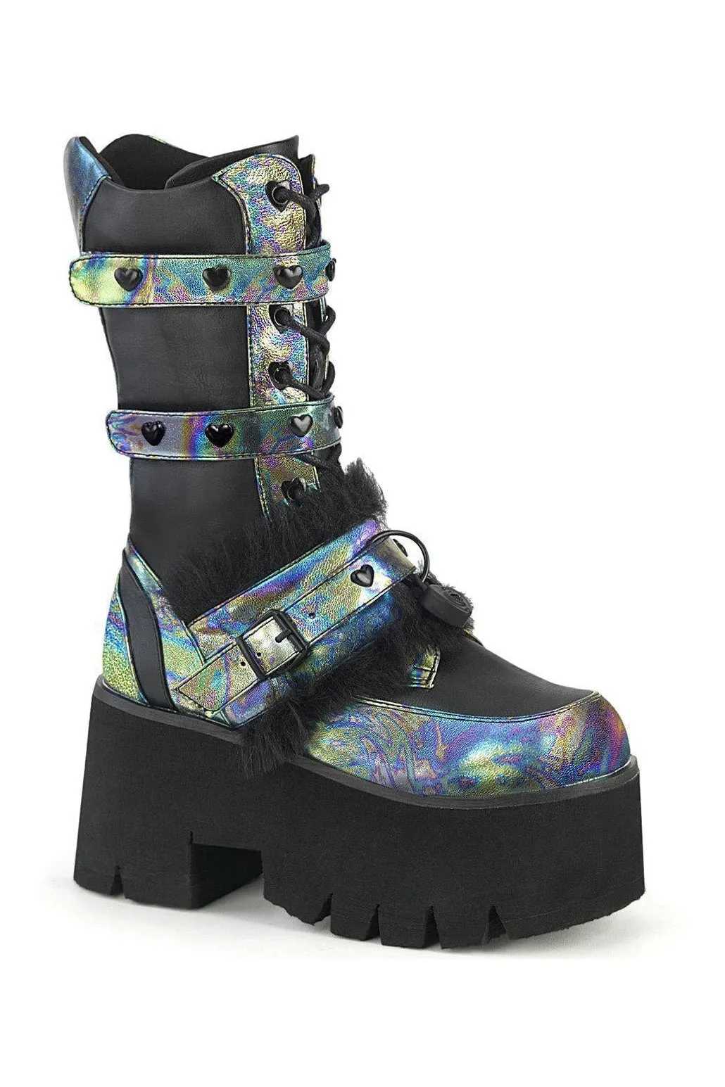 ASHES-120 Knee Boot | Black Faux Leather