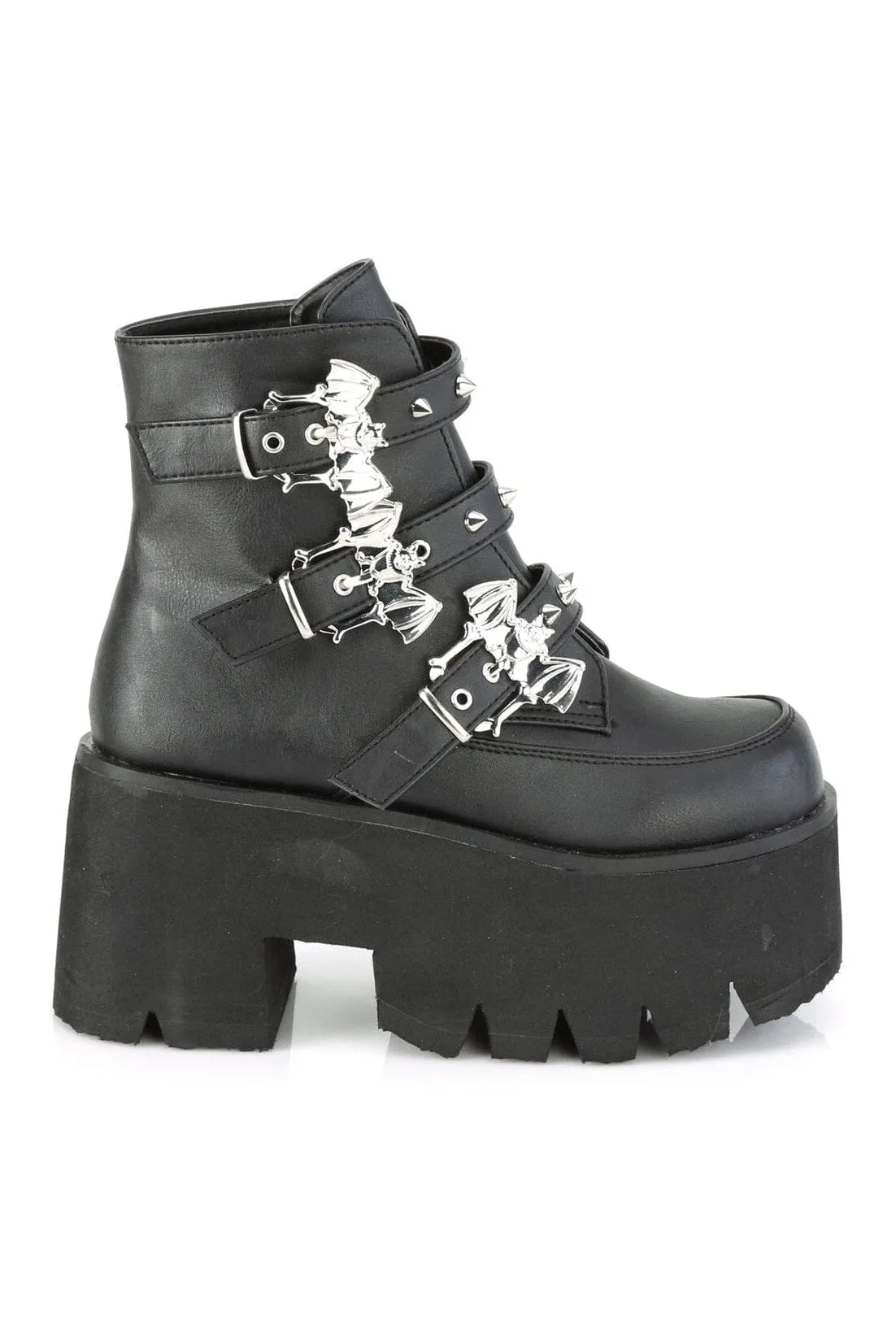 ASHES-55 Black Vegan Leather Ankle Boot