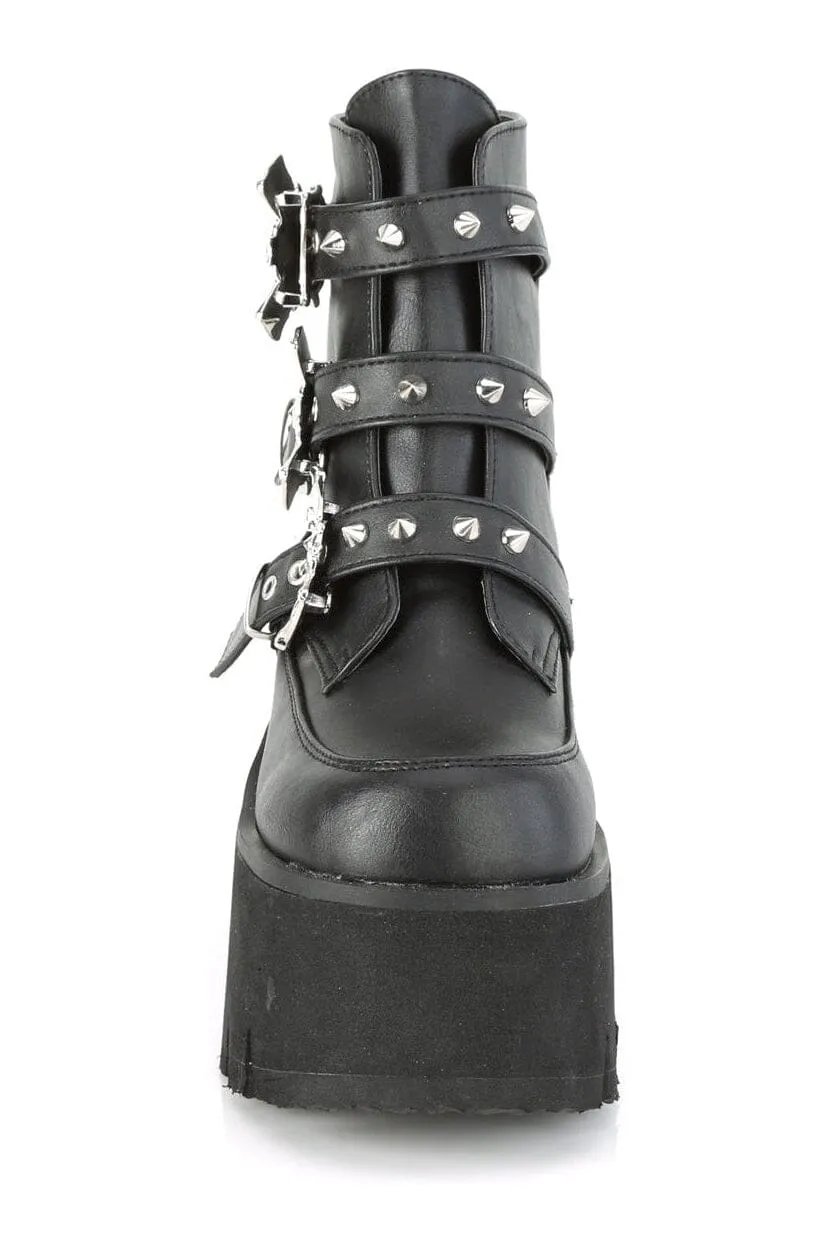 ASHES-55 Black Vegan Leather Ankle Boot