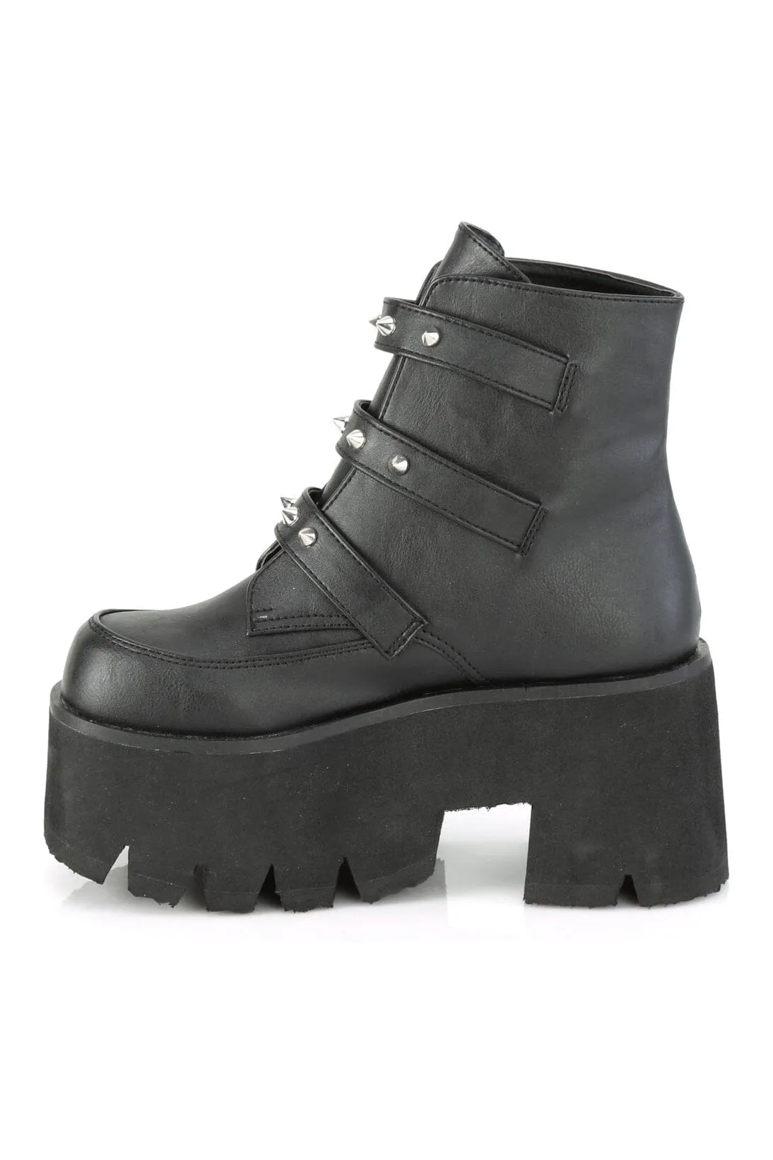 ASHES-55 Black Vegan Leather Ankle Boot