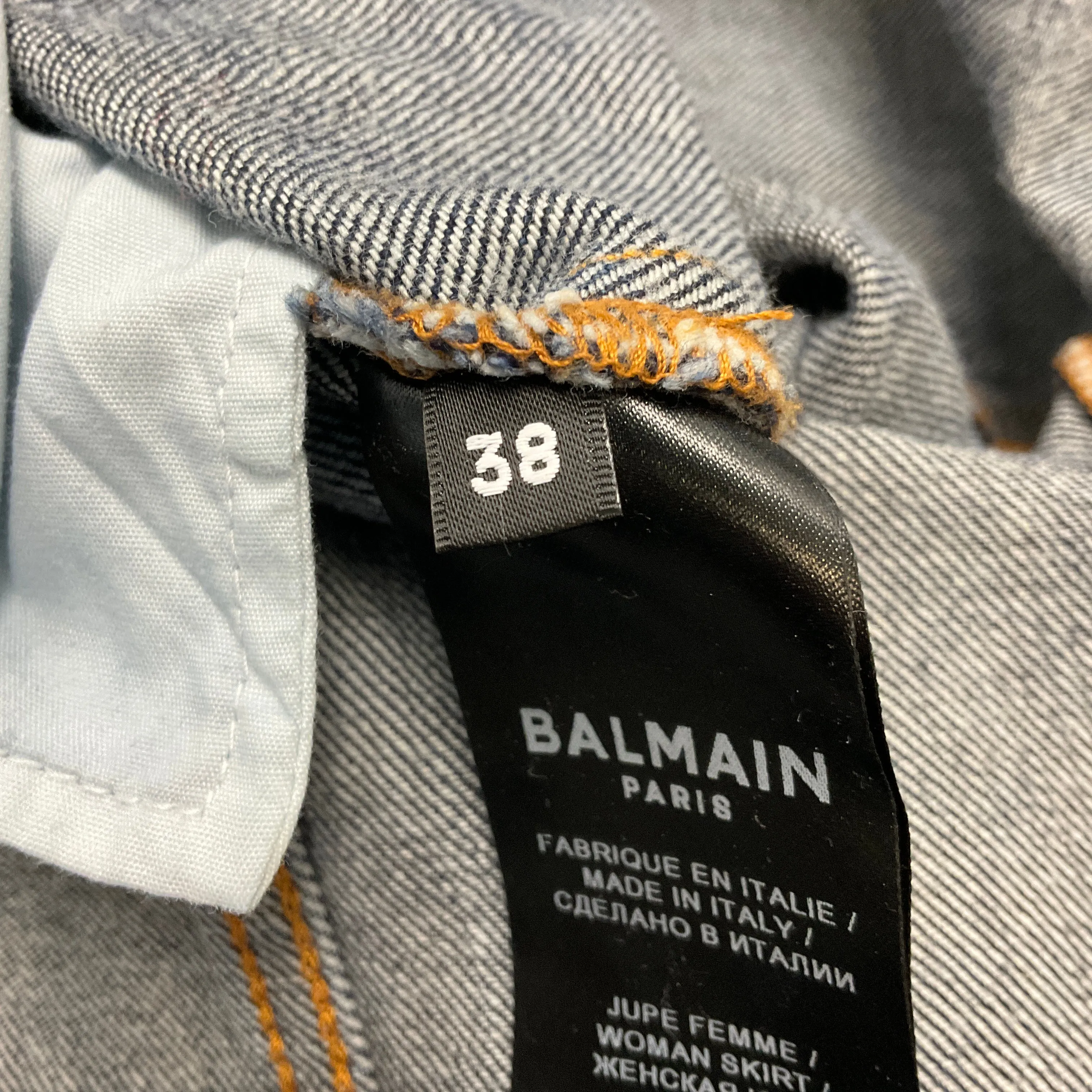 Balmain Dark Denim Cargo Midi Skirt