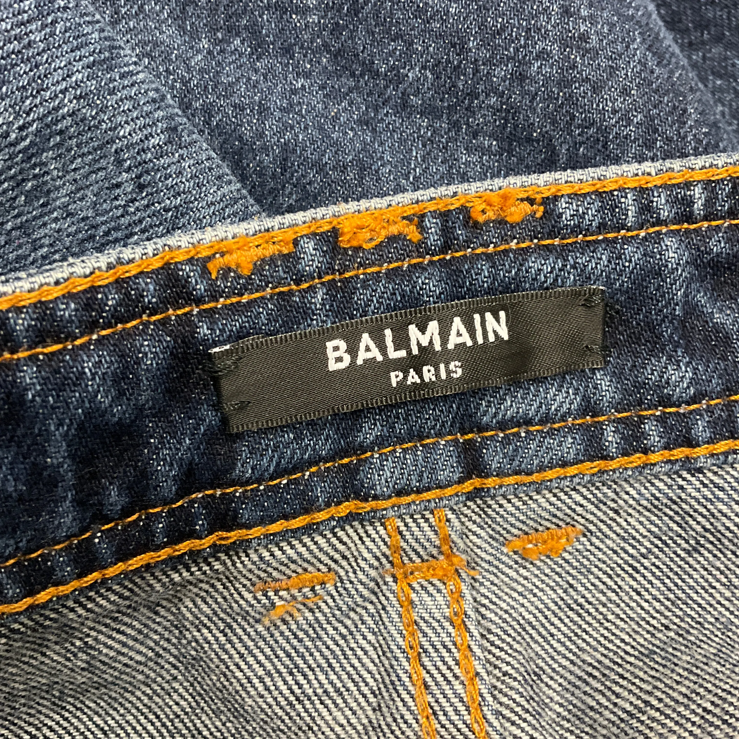 Balmain Dark Denim Cargo Midi Skirt