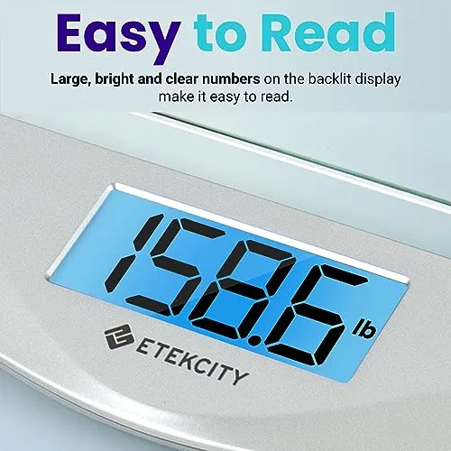 Bathroom Scale for Body Weight, Digital Weighing Machine for People, Accurate & Large LCD Backlight Display, 6mm Tempered Glass, 400 lbs