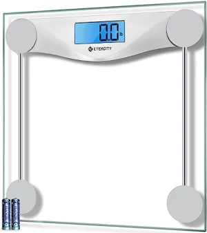 Bathroom Scale for Body Weight, Digital Weighing Machine for People, Accurate & Large LCD Backlight Display, 6mm Tempered Glass, 400 lbs