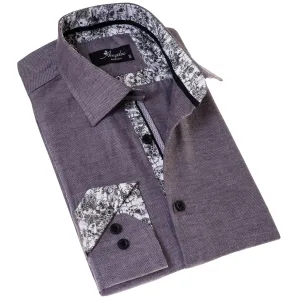 Black Oxford Men's Slim Fit Designer French Cuff Shirt - Tailored Cotton Shirts for Work and Casual Wear