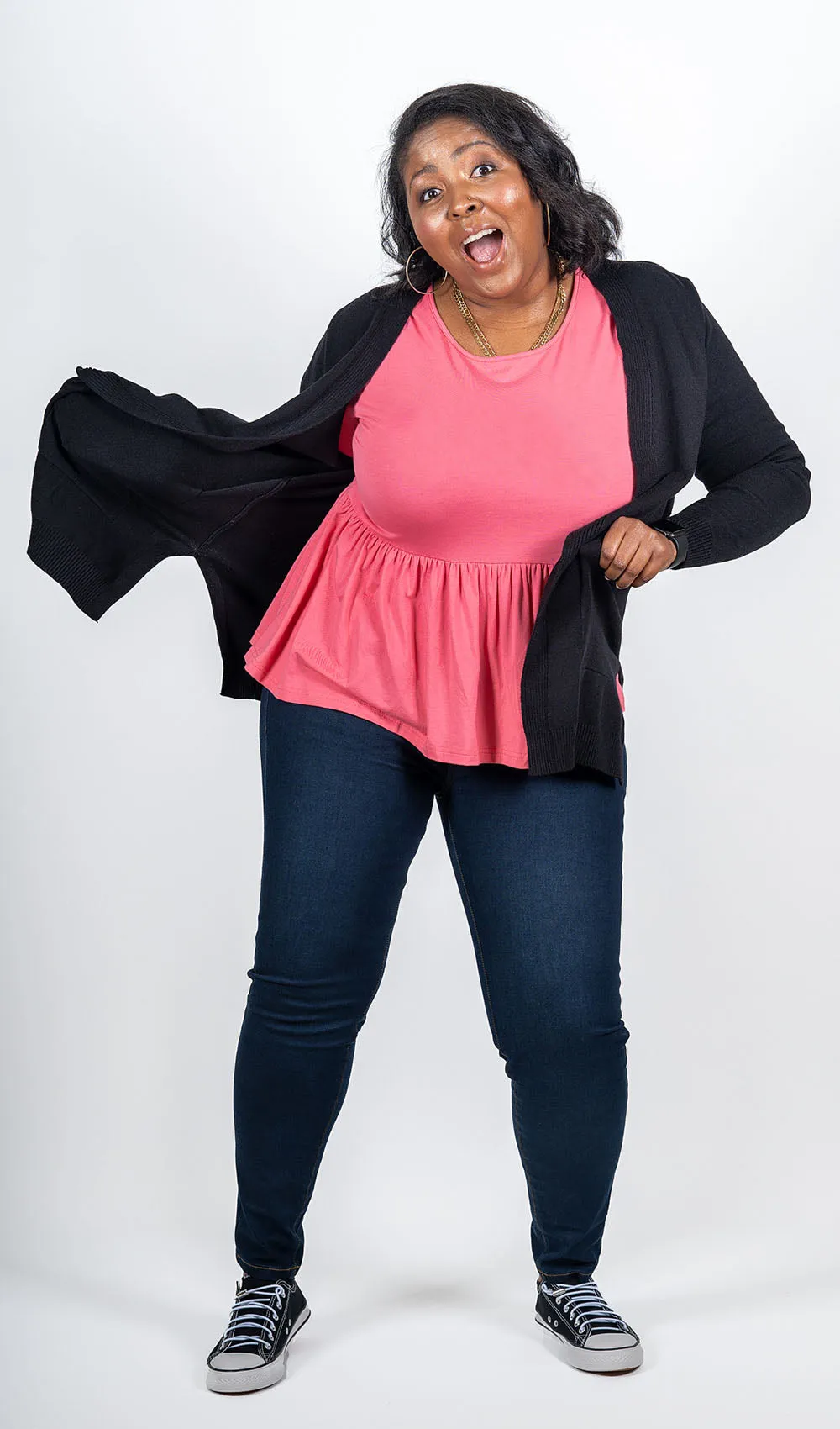 Black Slit Side Cardigan