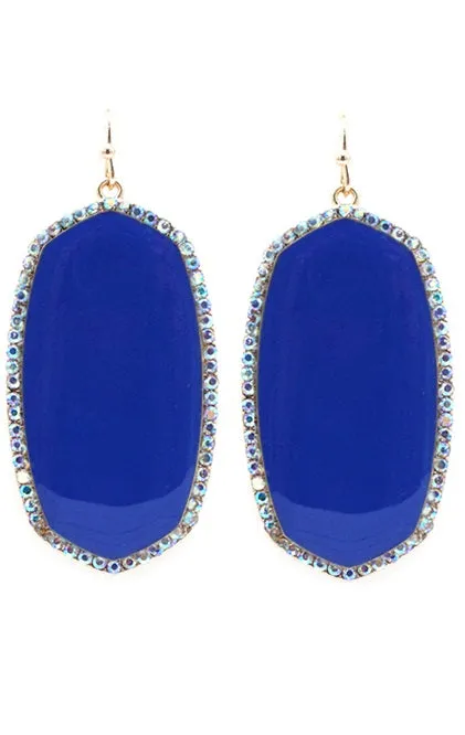Blue Oval Earrings