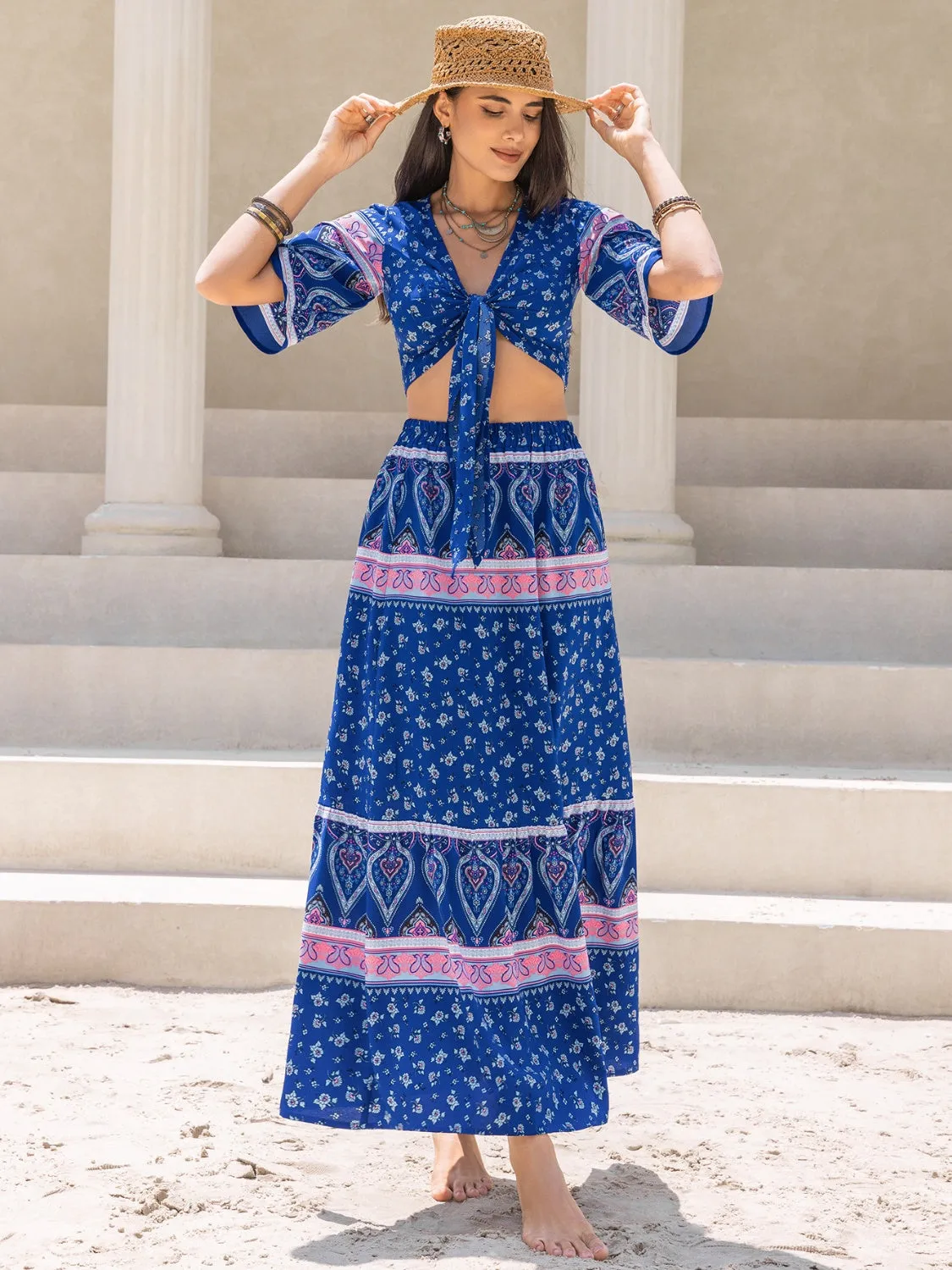 Boho Flutter Sleeve Two-Piece Set