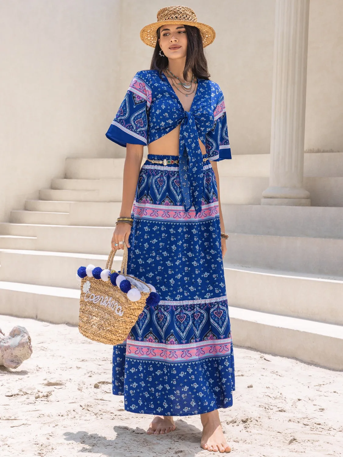 Boho Flutter Sleeve Two-Piece Set