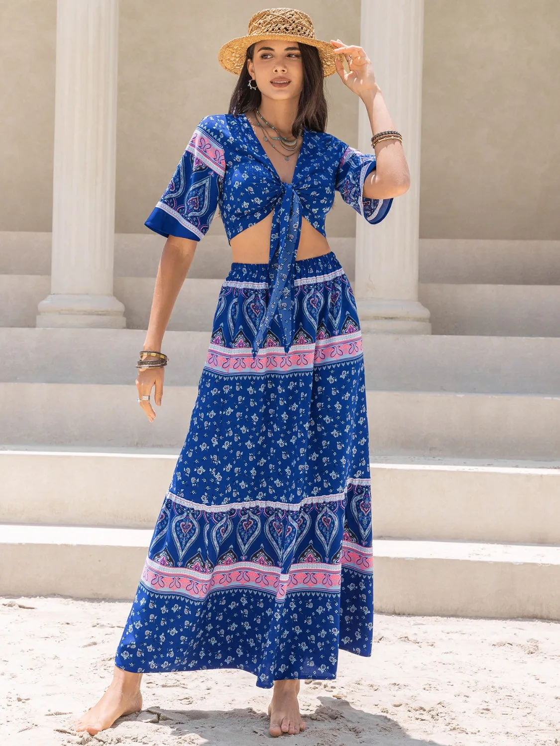 Boho Flutter Sleeve Two-Piece Set