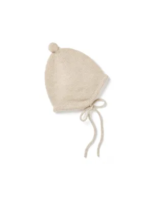 Bonnet with Mini Pompom - Oatmeal Marl