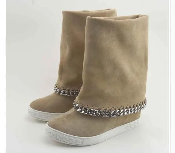 Botines mujer suede leather platform shoes