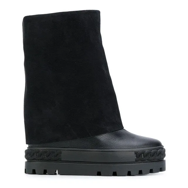 Botines mujer suede leather platform shoes