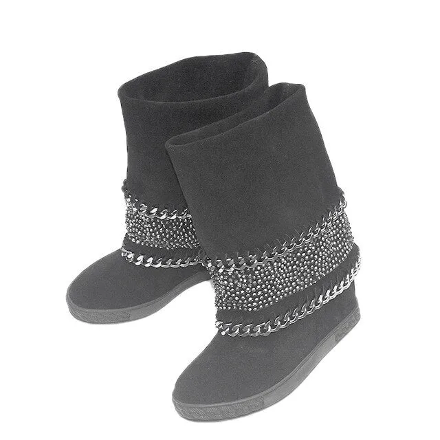 Botines mujer suede leather platform shoes