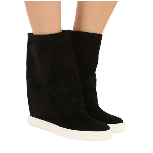 Botines mujer suede leather platform shoes