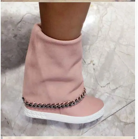 Botines mujer suede leather platform shoes