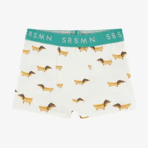 Boxer crème à motifs, enfant  || Cream boxer shorts with all over print, child