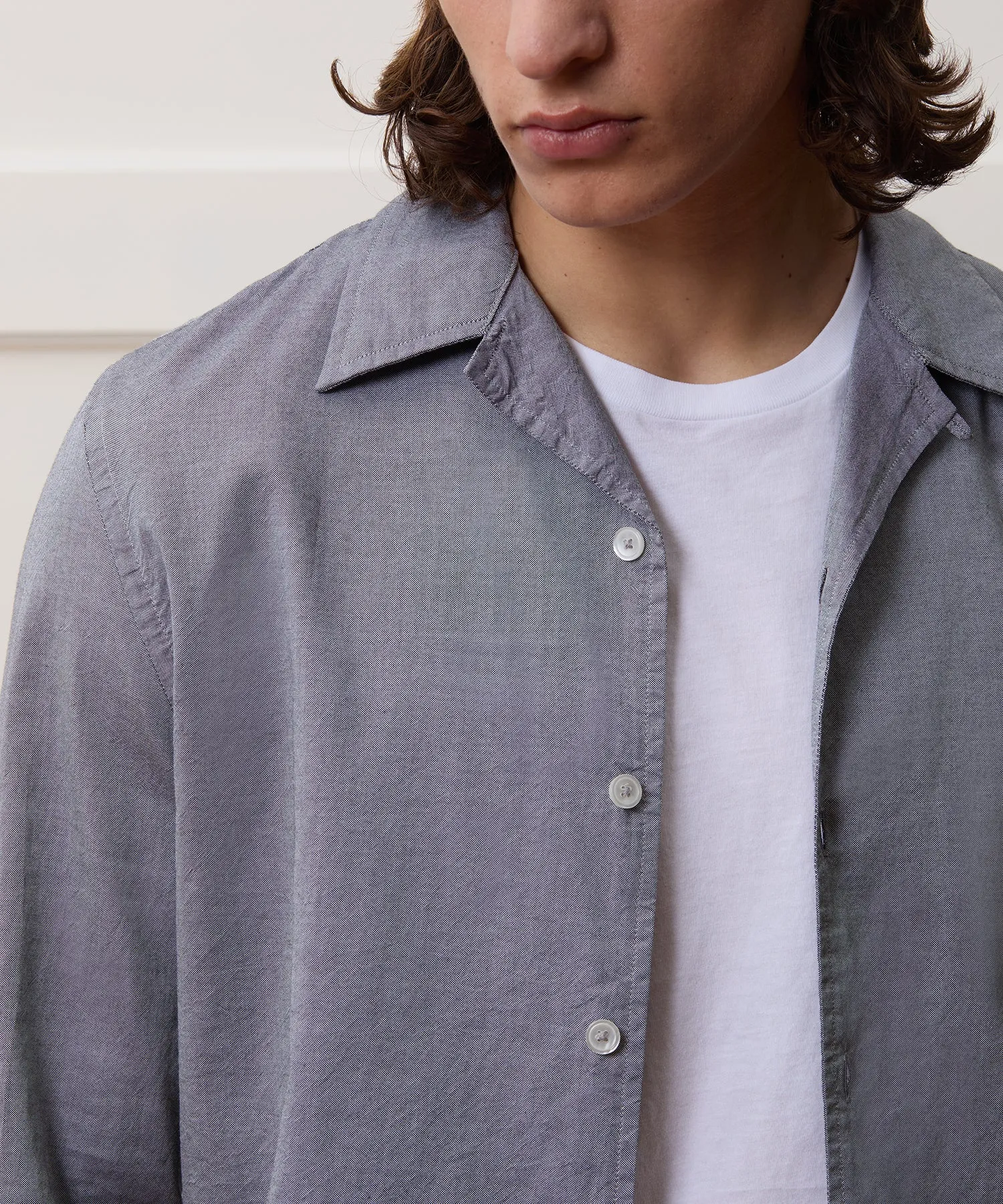Boxy Fit Micro Oxford Shirt