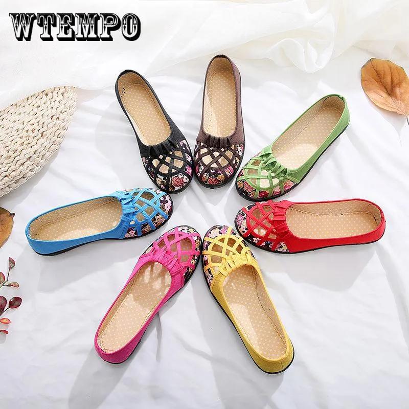 Brand Women's Casual Shoes New Breathable Mesh Shoes Sandals Hollow Single Shoes Cloth Shoes