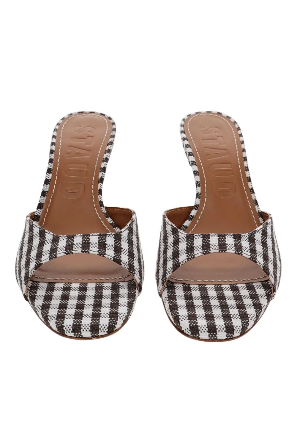 Brigitte Chocolate Gingham Kitten Mule