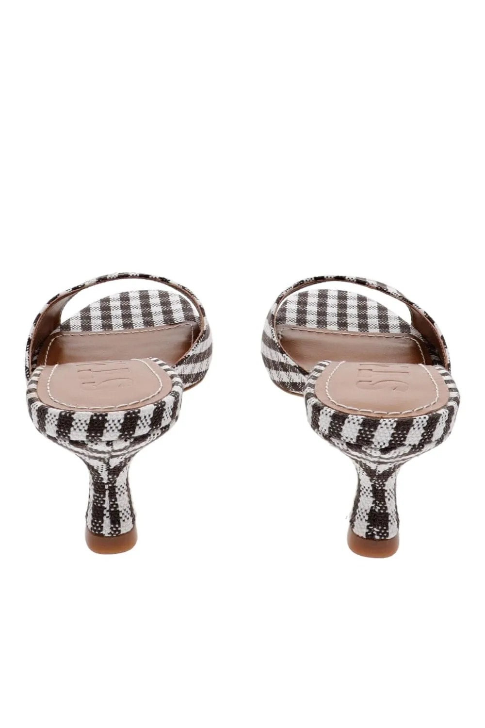 Brigitte Chocolate Gingham Kitten Mule
