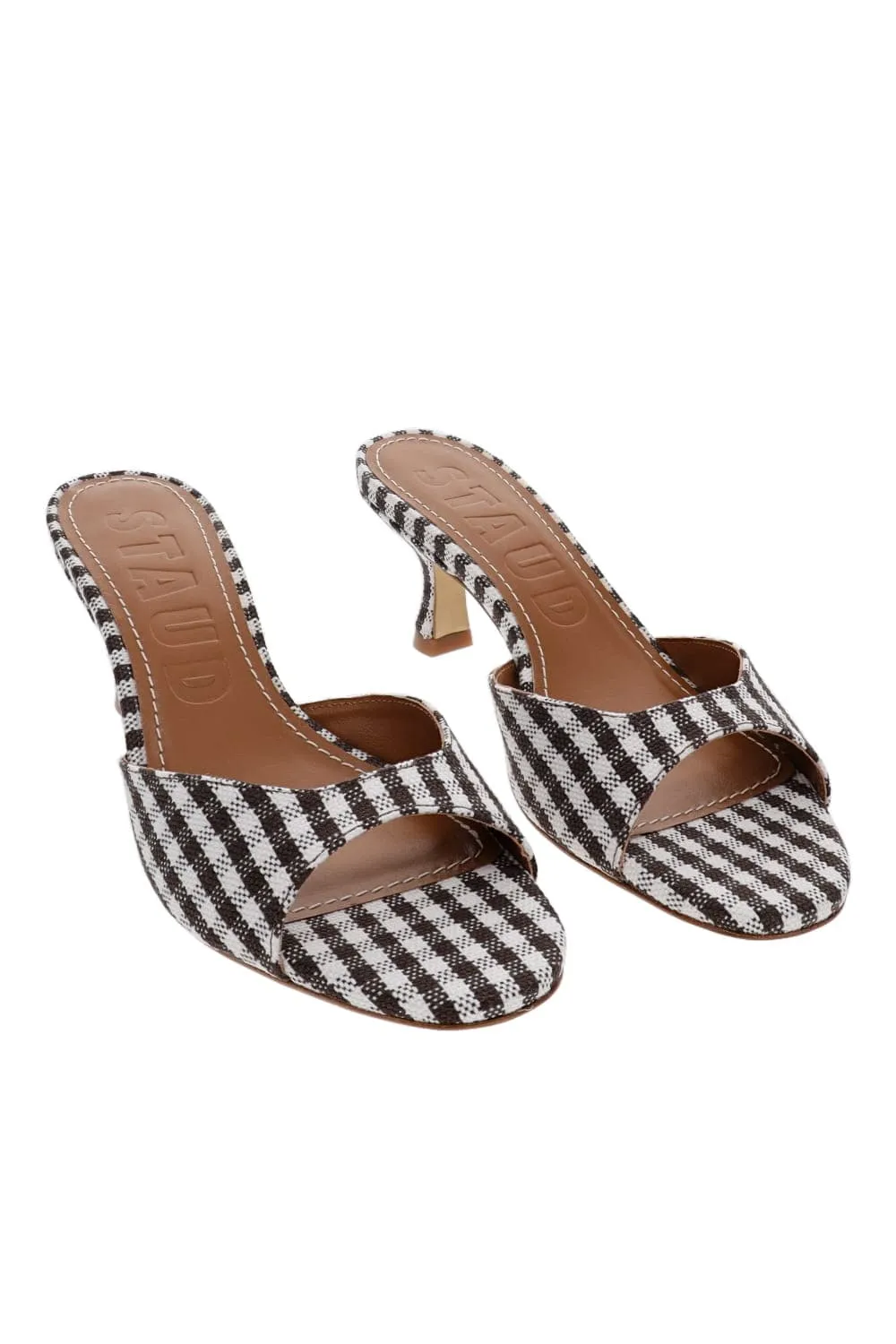 Brigitte Chocolate Gingham Kitten Mule