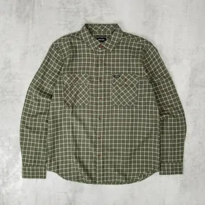 Brixton Bowery Lightweight Flannel Shirt - Green / Whitecap