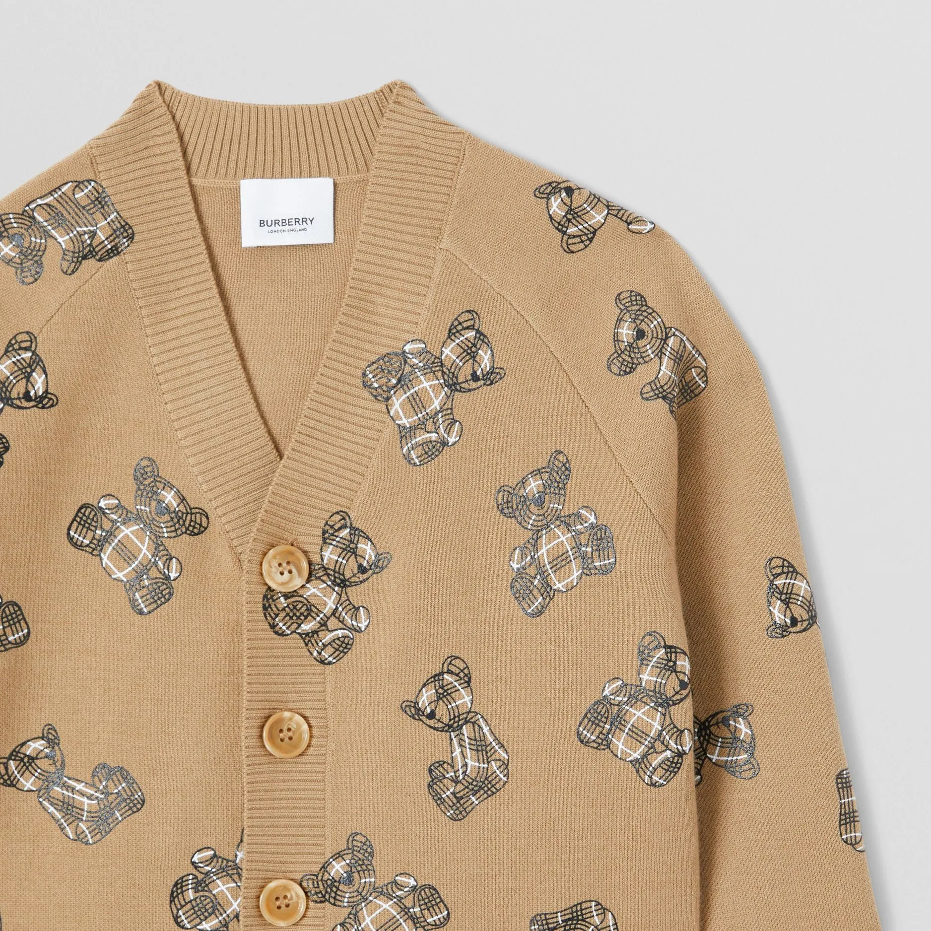 Burberry Beige Thomas Bear Print Blend Cardigan